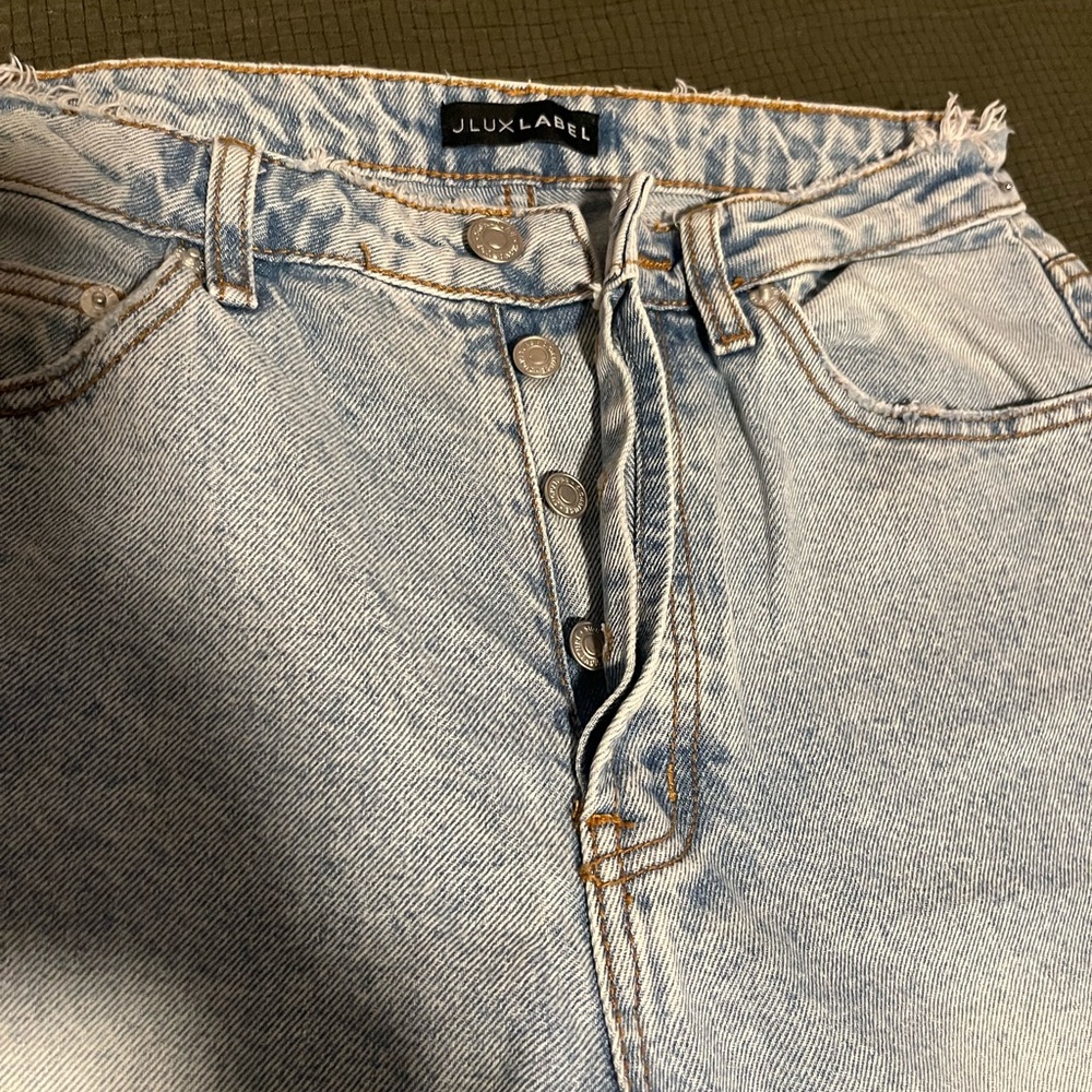 JLUXLABEL Light Blue Button-Fly Jeans